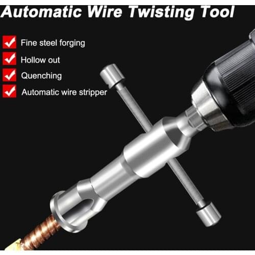 Wire Twisting Tool Galvanized Steel Silver Wire Terminals Power Tools Automatic Wire Stripper and Twister for Electric Drills