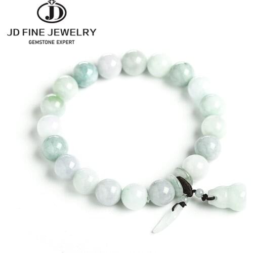 JD Natural Stone Beaded Bracelet For Woman Elastic Rope Jade Bangle Gourd Pendant Charms Bracelet Healing Energy Female Jewelry
