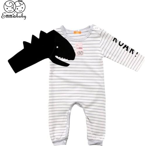 2018 new lovely babies striped rompers Newborn Kid Baby Boy Girls long sleeve 3D Dinosaur Romper Jumpsuit cute Outfits Clothes