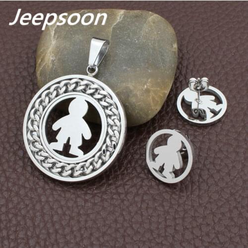 Two Colors For Choose Wholesale Fashion Stainless Steel Jewelry Pendant & Earrings Boy Set For Woman SBJGAIBG