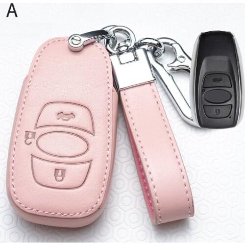 Leather Car Key Case Cover for Subaru BRZ Forester Legacy Outback WRX WRX Impreza XV Crosstrek Smart Remote Covers Key Bag