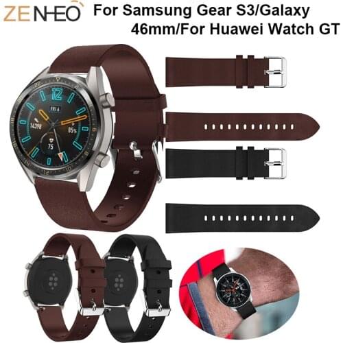 Leather Wrist band 22mm For Huawei Watch GT watches straps Replace for Samsung Gear S3 Frontier Classic watches band Bracelet