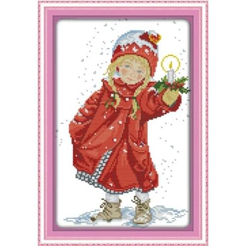 Christmas candle cross stitch kit people 18ct 14ct 11ct count print canvas stitches embroidery DIY handmade needlework
