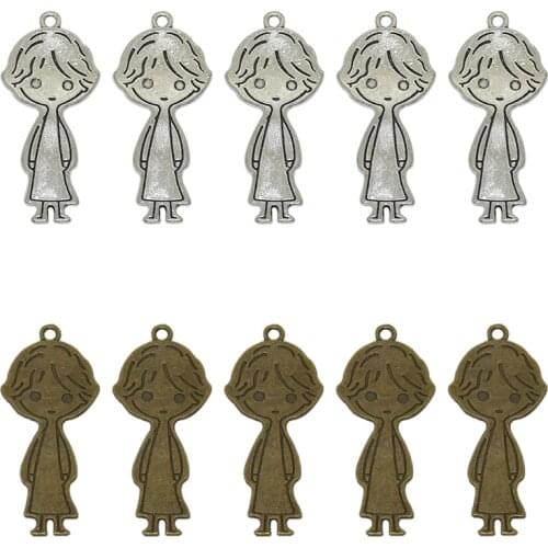 10pcs New style Two Color Girl Charms Fit DIY handmade jewelry keychain pendant making 49*22mm