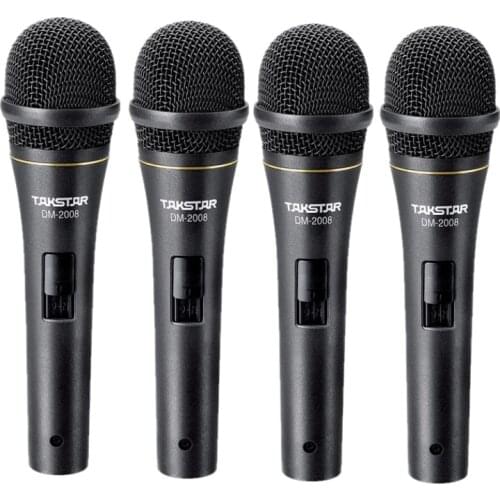 4 pcs/lot Takstar DM2008 professional wired dynamic microphones for KTV meeting on-stage performance computer 6m 6.35mm cable
