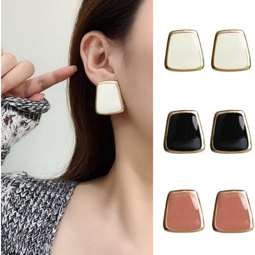 5Colors Black/White Enamel Korean Stud Earrings For Women 2020 Fashion Jewlery Simple Female Earring Oorbellen Aretes De Mujer