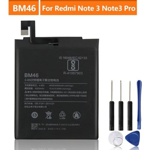 Original Replacement BM46 Battery For Xiaomi Redmi Note 3 Pro Hongmi Note3 Redrice Note 3 Genuine Phone Battery 4050mAh