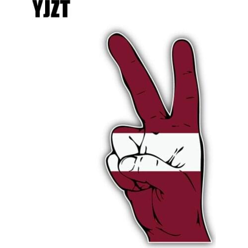 YJZT 6.4CM*13CM Car Body Latvia Flag Hand Car Sticker Accessories Decal 6-1466