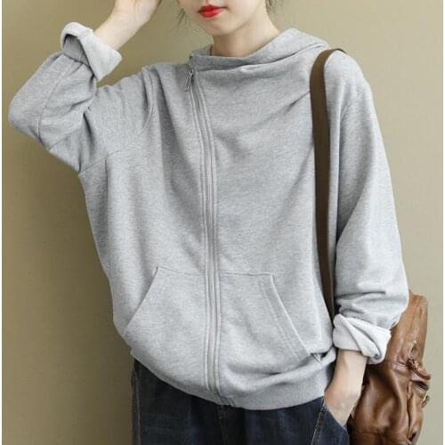 Casual Solid Oversized Hoody Ladies Jacket New Arrival Spring Arts Style Women Long Sleeve Loose Hooded Hoodies All-Matched