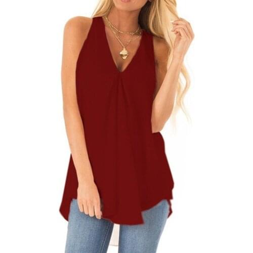 Chiffon Tank Tops Women Sexy V Neck Sleeveless Solid Vest Tops Summer Casual Loose Ruffle Blouses Ladies Shirts Plus Size XS-8XL