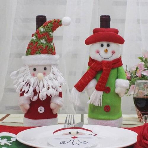 1pc Christmas Wine Bottle Cover Bags Christmas Gift Protective Bag Xmas Navidad Dinner Party Table Decoration Supplies
