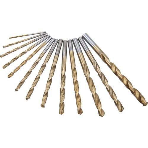 13pcs HSS Titanium Coated Twist Drill Bits High Speed Steel Mini Drill Bit Set Power Drilling Tools for Woodworking Drilling