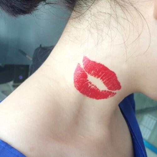 2pcs Fashion Black Red Sexy Removable Fake Tattoo Kiss Lips Body Art Makeup Waterproof Temporary Tattoo Stickers
