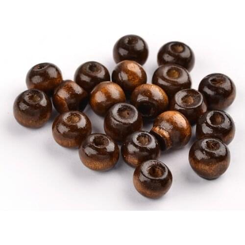 200pcs 8mm Handmade Natural Wood Beads Spacer Beads Dyed Round Coffee Lead Free for Jewelry Making DIY Bracelet Necklace