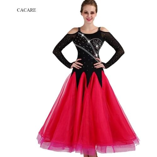 2018 NEW Customized Rhinestones Ballroom Dance Competition Dresses Standard Dance Dresses Ballroom Dress Long Sleeve D0973