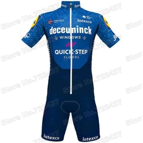 2021 Quick Step Cycling Skinsuit Blue Pro Team Race Bodysuit Road Bike Jersey Set Cycling Clothing Rompers Jumpsuit MTB Maillot