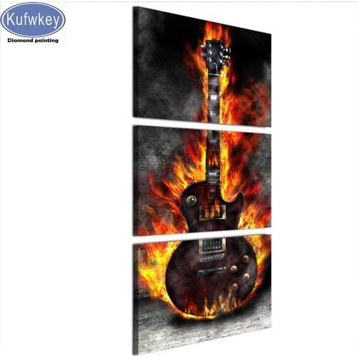3pcs diamond painting Guitar 5d diamond embroidery cross stitch full square round 3D DIY home decor wall art