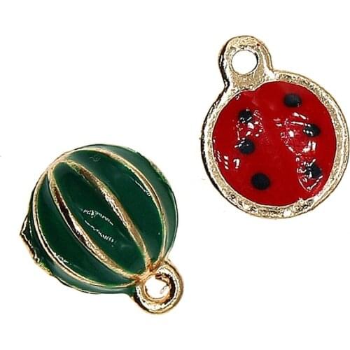 5/10pcs/lot Cute Enamel Three-dimensional fruit Half a watermelon Charm For Earring Bracelet DIY Jewelry Making Findings XL1111