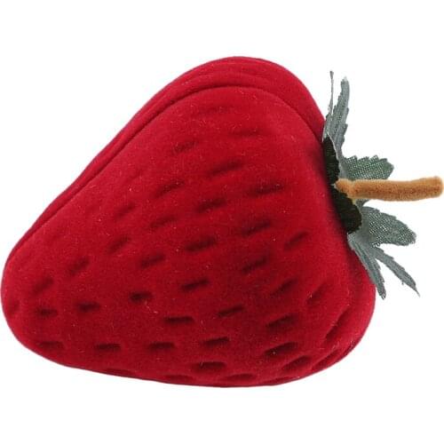 Red Strawberry Shaped Box Velvet Jewelry Box Ring Jewelry Storage Box Protection Bag Flocking Ring Gift Box Hot Home Storage