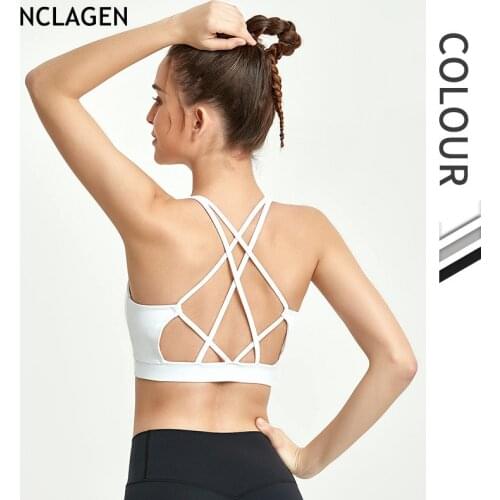 Yoga Bra High Support Fitness Running Underwear Bra Workout Sexy Halter GYM Crop Top Women Elastic Training Solid Vest NCLAGEN