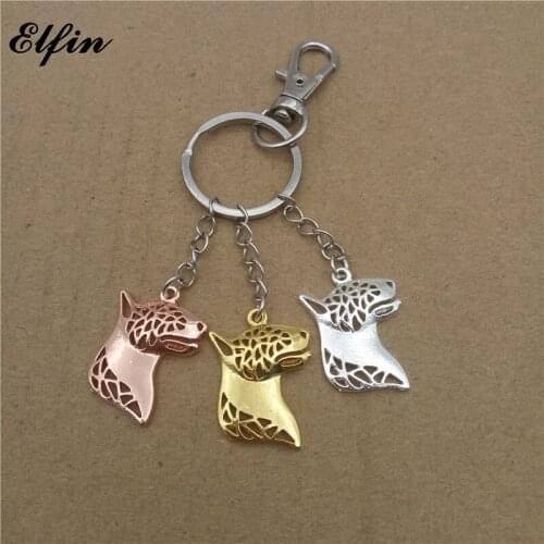 Elfin Trendy Bull Terrier Key Chains Gold Color Silver Color Animal Pet Memorial Jewellery Dog Key Rings