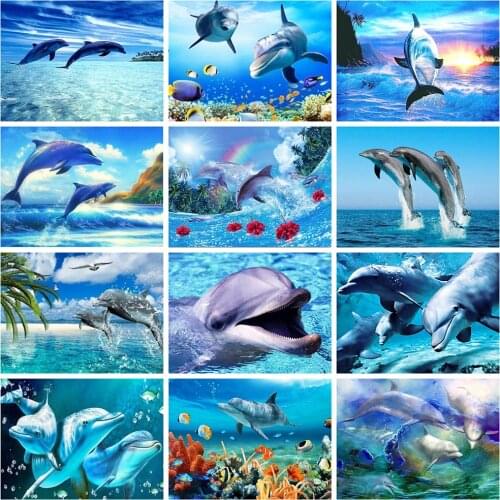 Evershine Diamond Embroidery Dolphin 5D DIY Full Square Diamond Painting Kit Animals Cross Stitch Mosaic Art Home Decoration