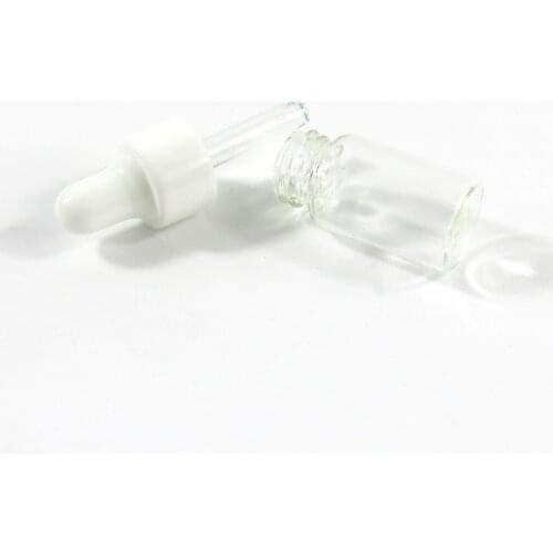 500 x 3ml Small Clear Glass Dropper Bottle Transparent Glass Vial With White Aluminum Pipette Dropper for Essentialoil Use