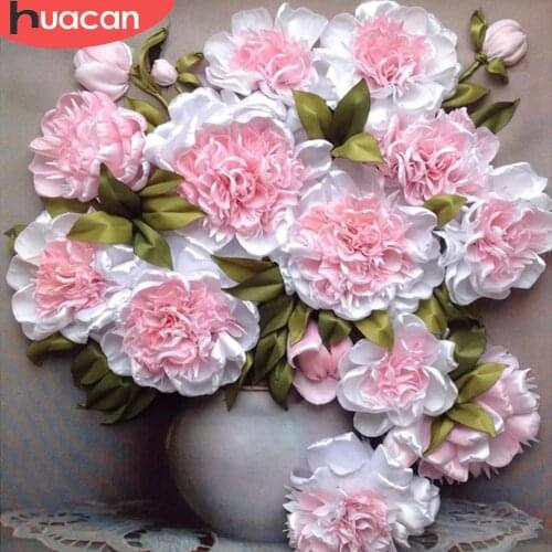 HUACAN 5D DIY Diamond Painting Flowers Diamond Mosaic Full Round Drill Picture Of Rhinestone Garden Decoration