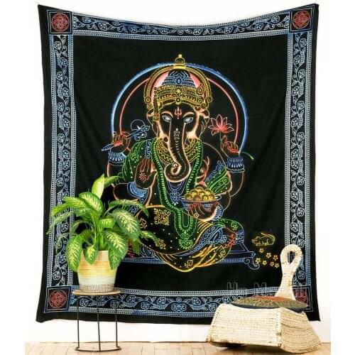 Indian Tapestry Wall Hanging Wall Decor Hindu God Lord Ganesha Meditation Mandala Fair Trade Vegan