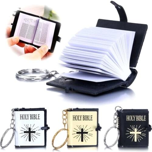 1pc Cute Mini Bible Keychain English HOLY BIBLE Religious Christian Jesus Silver Gold Black Colors Wholesale keychain