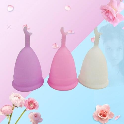 Reusable Copa Menstrual Medical Grade Silicone Feminine Hygiene Product Women Lady Period Cup Moon Heart Handle Menstrual Cup