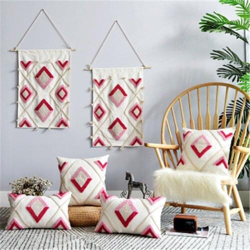 Fashion Pink cushion cover Ivory Pillow Cover 30x50cm/45x45cm Cotton Embroidery Diamond for Home decoratio Living room Bed Room