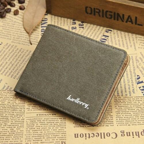 Baellerry Men Canvas Slim Wallet Male Small Short Purse Card Holder Money Bag Walet Portomonee