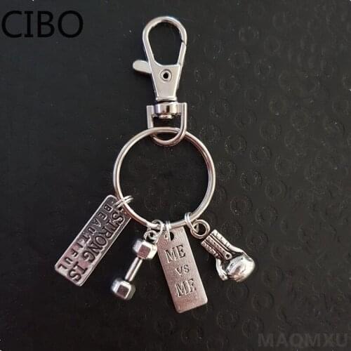 2019 New barbell keychain key ring sport key chain key holder creative sleutelhanger souvenir