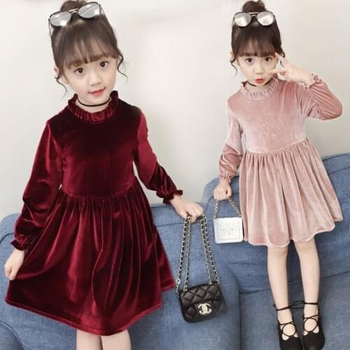 New Girl Long Sleeve Dress School Child Clothes Teenage Girl Velvet Christmas Party Gown Princess Dresses Children 3-12 Years