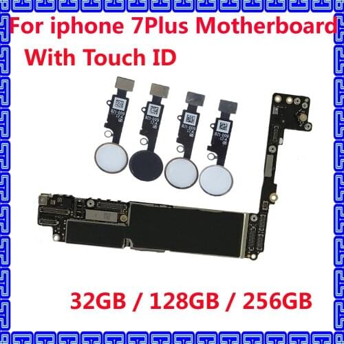 Good working original motherboard for iphone 7Plus Full unlocked for iphone 7 Plus mainboard with / NO touch ID 32GB 128GB 256GB