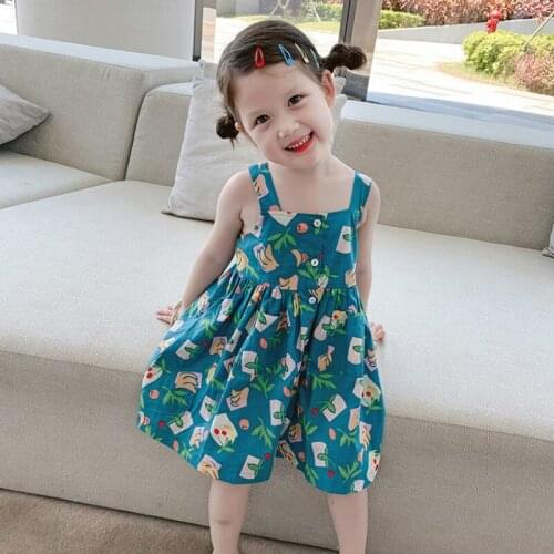 Girls Dress New Sleeveless Suspenders Summer Baby Princess Dress Children Floral Skirt