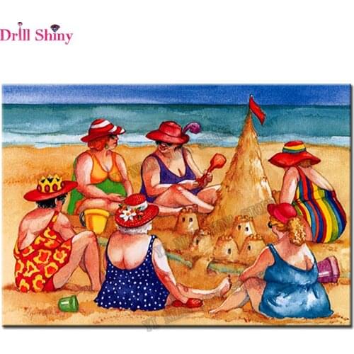 Full 5D DIY beach diamond painting woman 3D Embroidery Cross Stitch Mosaic painting rhinestones Christmas decorations for home