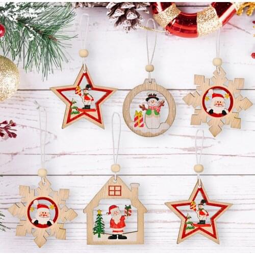 Christmas Decorations Home Wooden Hollow Out Lovely Ornament Xmas Tree Pendant Gift New Year