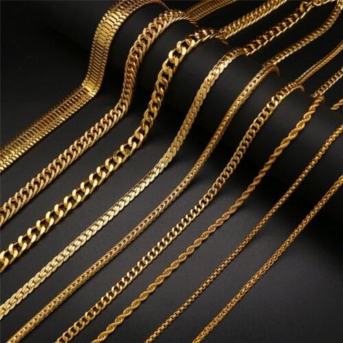 Lucky Sonny Hiphop Chain Necklace Golds Cuban Chain Snake Chains Rope/Twisted/Round-tailed Fox necklaces Chopin chain Men Jewel