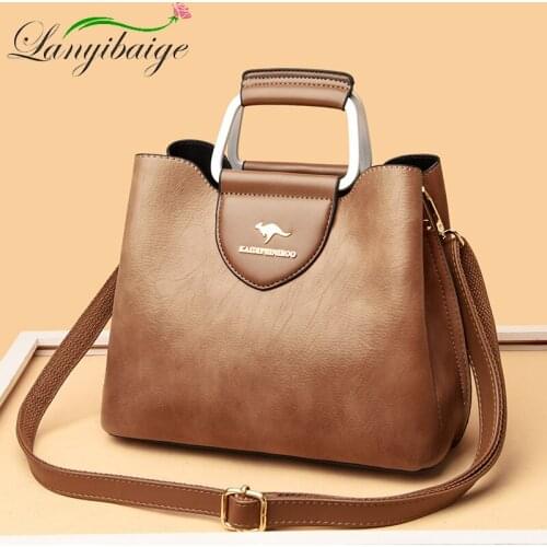 2021 Luxury PU Leather Messenger Bag Designer Famous Brand Female Bag Solid Color Womens Shoulder Bagsi Top Handbag Metal Handl