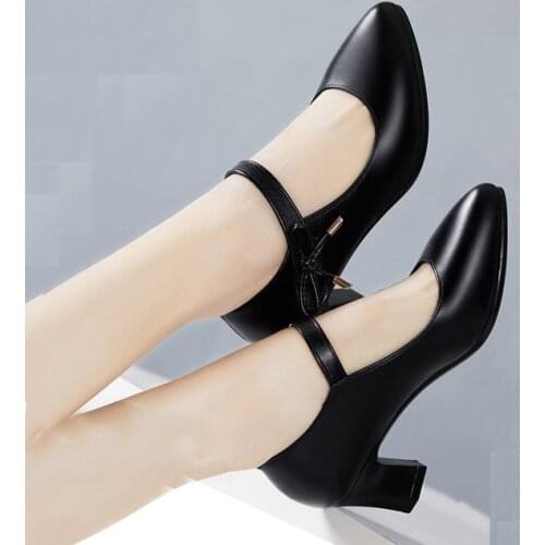 LIHUAMAO women shoes square heel pointd toe ladies slingback pumps women block heel party dancing wedding shoes