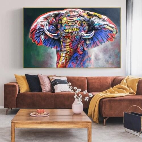 Street Art Graffiti Canvas Art Wall Paintings Posters And Prints Canvas Art Abstract Colorful Elephant Picture For Living Room