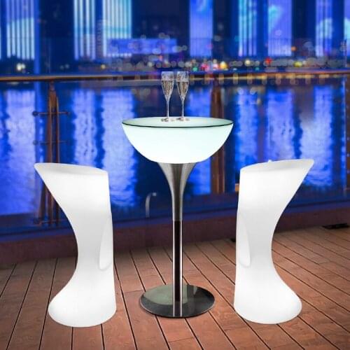 Xicai Led Luminous Table Quiet Bar Cafe KTV Bar Outdoor Recreational Furniture Table and Chair Creative High Table