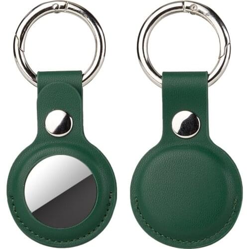 Protective Cover PU Leather Case for Apple Airtags Location Tracker Anti-lost Device with Keychain Protector Shell