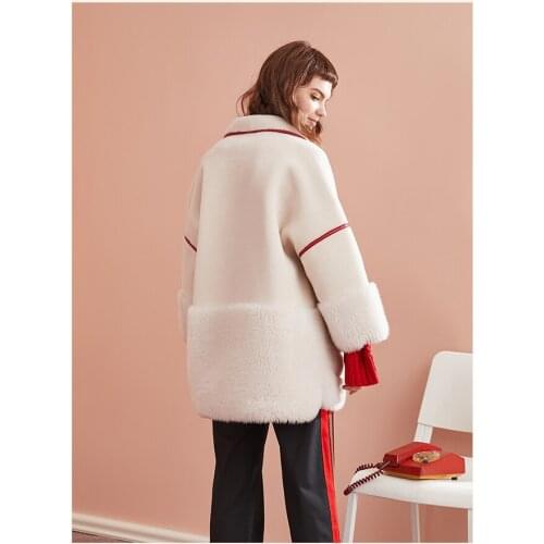 Genuine Fur Coat Women Autumn Winter Warm Thick Sheep Shearing Jackets 2020 Lamb Fur Parkas Mujer V18F26029-1 MF576