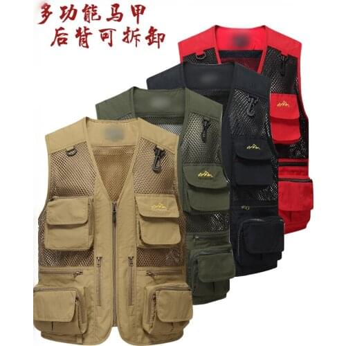 Mens Tactical Fishing Vest jacket man Multi Pockets outdoor Sleeveless Cotton Zipper Waistcoat Male Outerwear plus size S-4XL