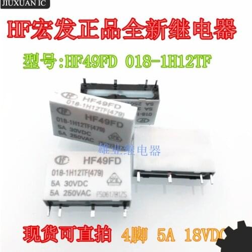 10pcs/lot [In stock] Relay HF49FD 018-1H12TF 18VDC 5A 4pins PCNH-118H3MHZF