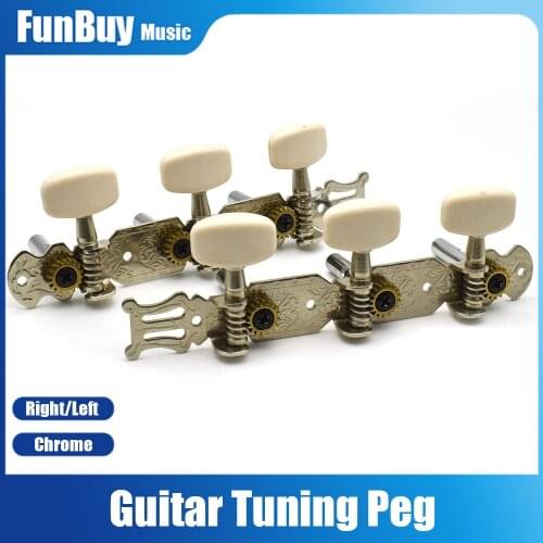 1R1L Guitar Tuning Keys Tuners Machine Head 6 String Gold Plated Single Hole Tuning Pegs for Classical Acoustic Plank Guitar