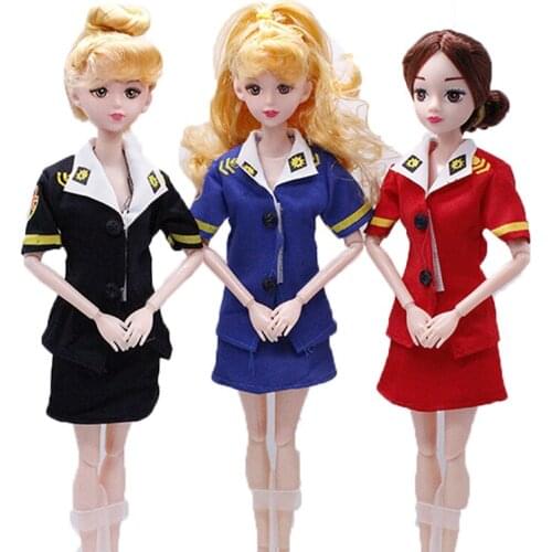 2Pcs/Set Doll Stewardess Skirt Clothes Professional Suits Work Clothes Uniform For Doll Fashion Clothing Doll Accessories